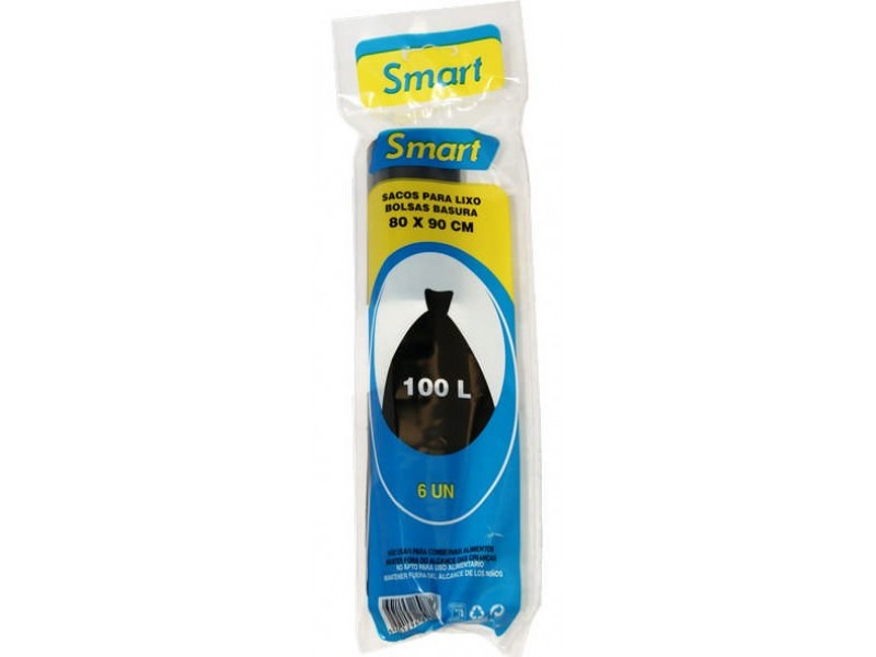 SACOS LIXO SMART 80X90 100L 6 UNIDADES (IVA INCLUÍDO) SACOS LIXO SMART 80X90 100L 6 UNIDADES (IVA INCLUÍDO)